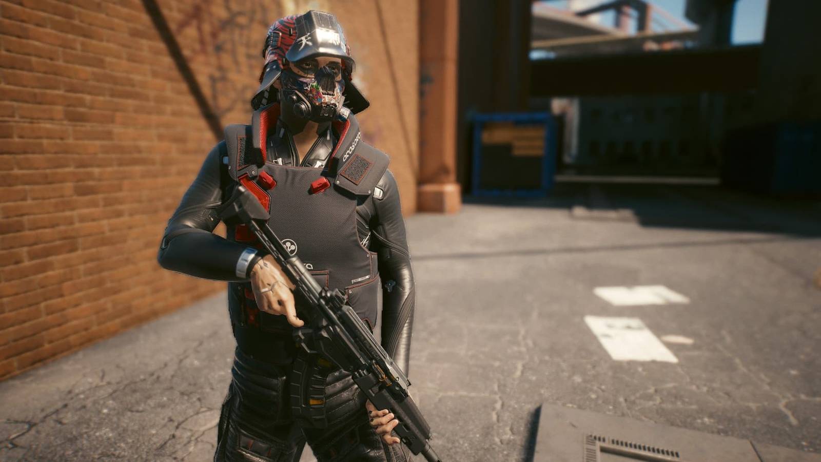 V with an Ajax assault rifle in Cyberpunk 2077 