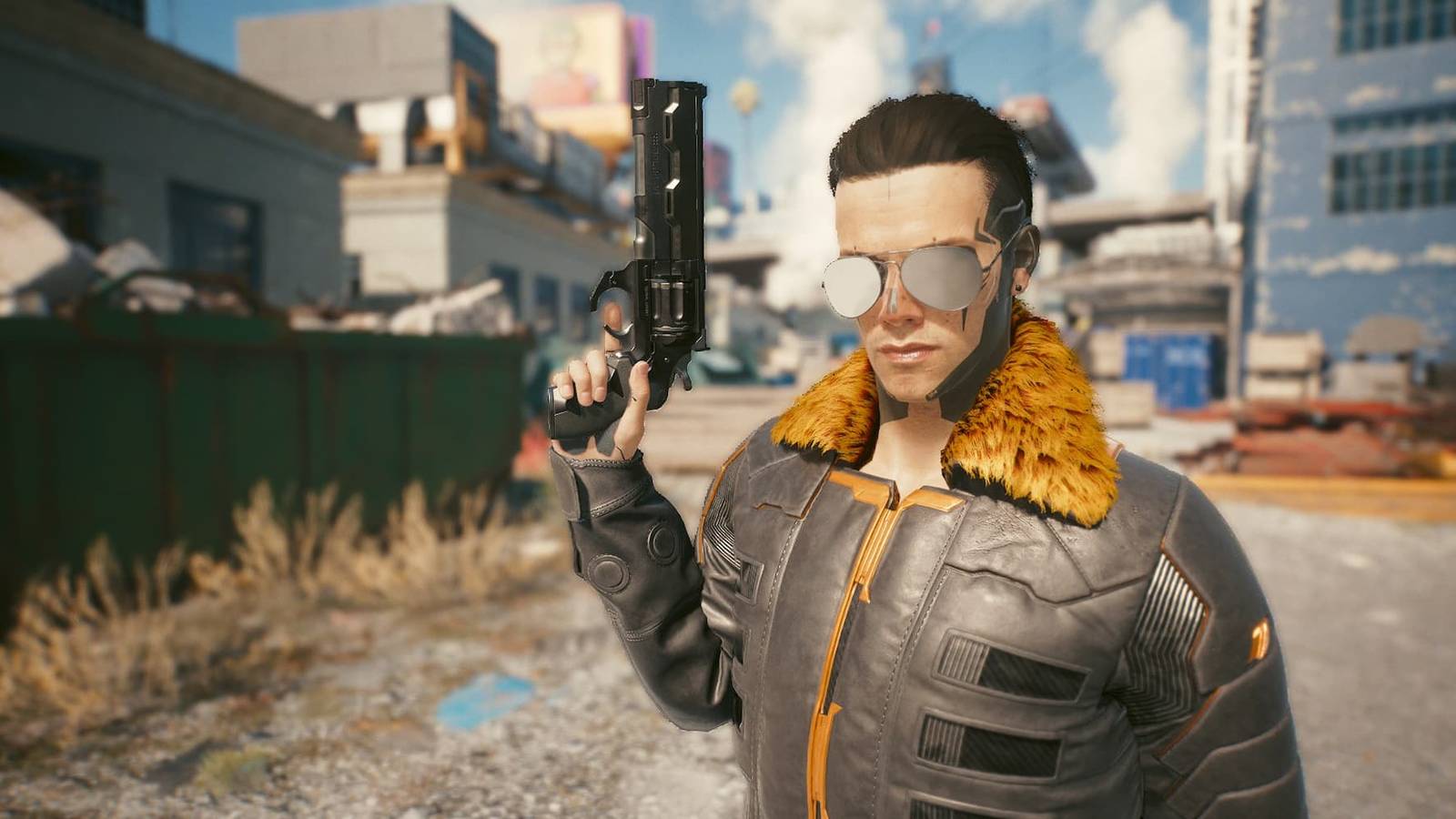 V with a revolver in Cyberpunk 2077