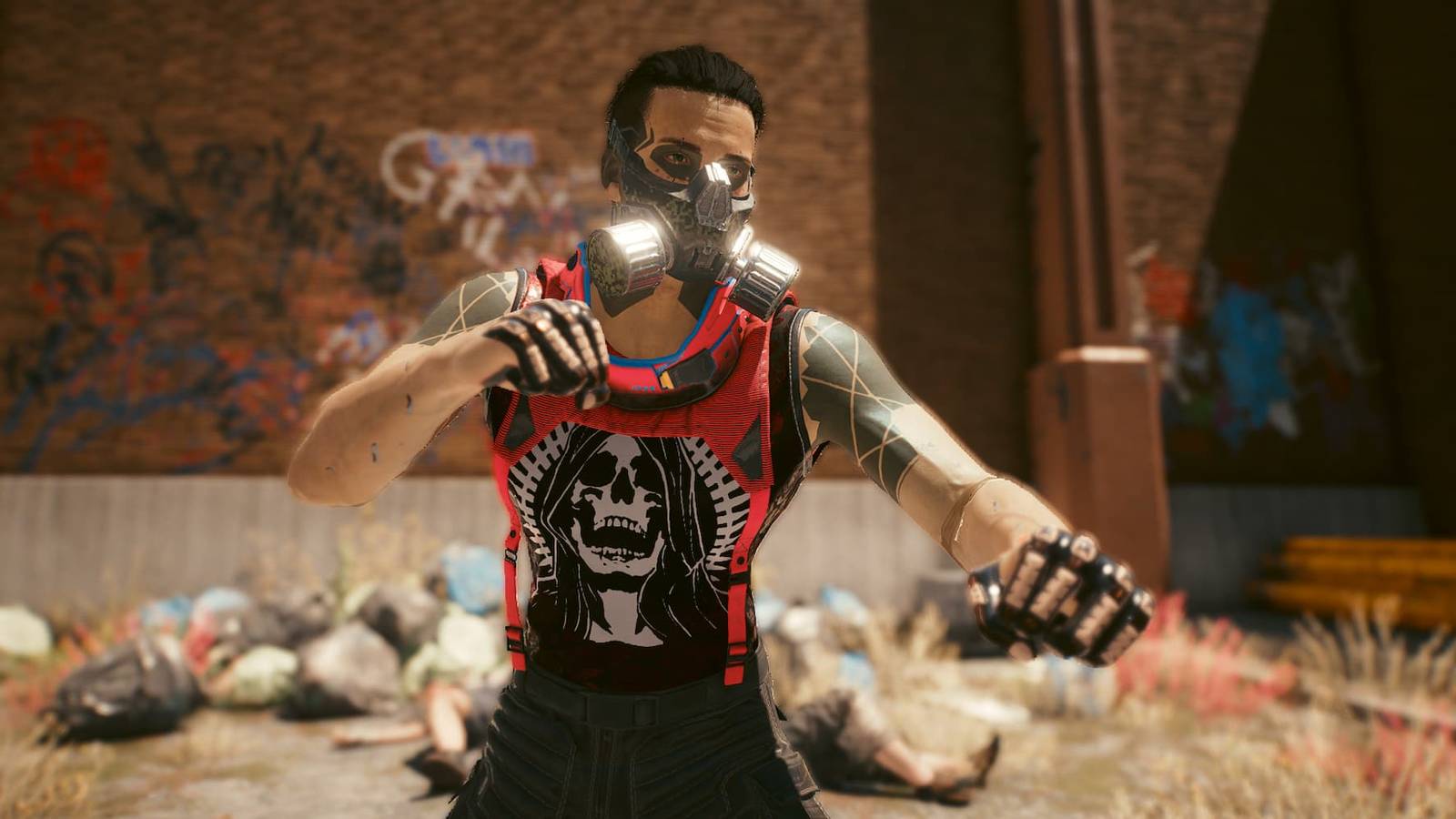 Cyberpunk 2077 Male V wearing boxing gear