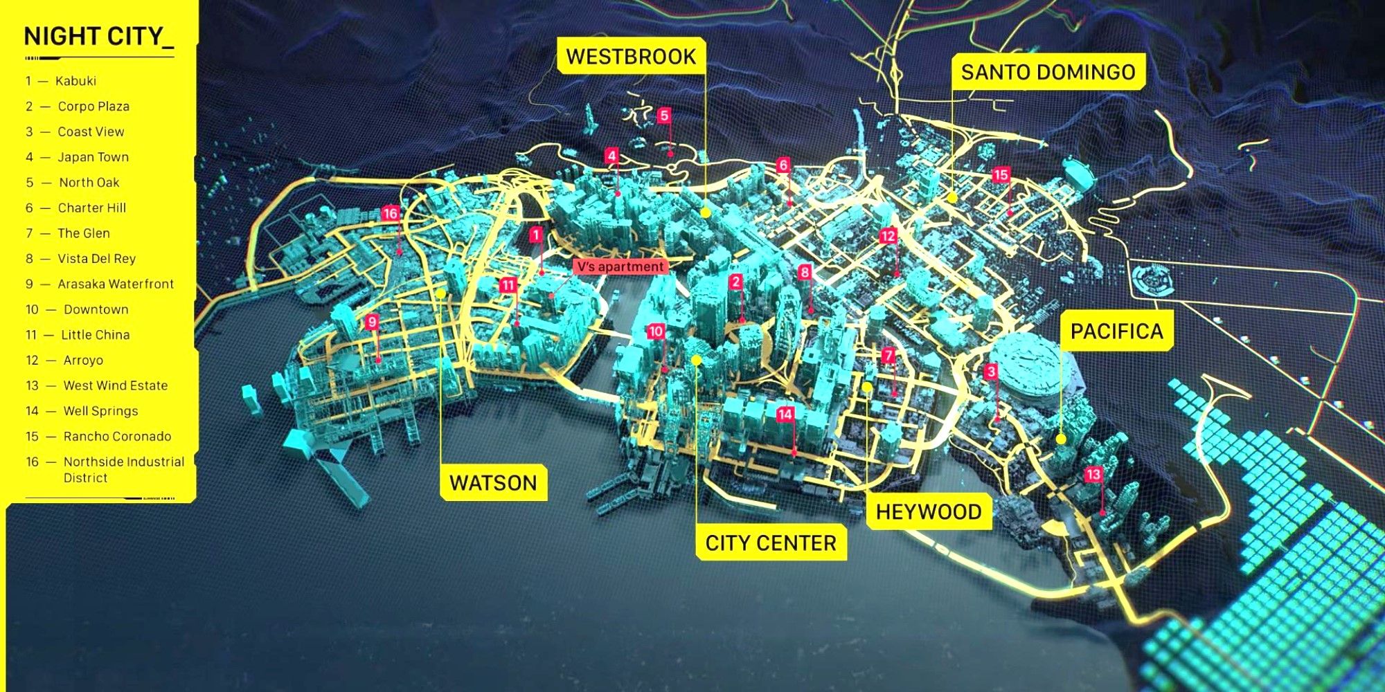 Cyberpunk 2077 Night City Map