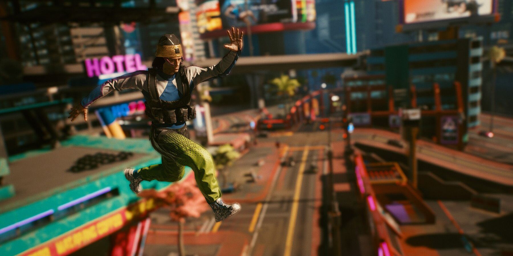 Cyberpunk 2077: uso del doble salto para saltar una larga distancia