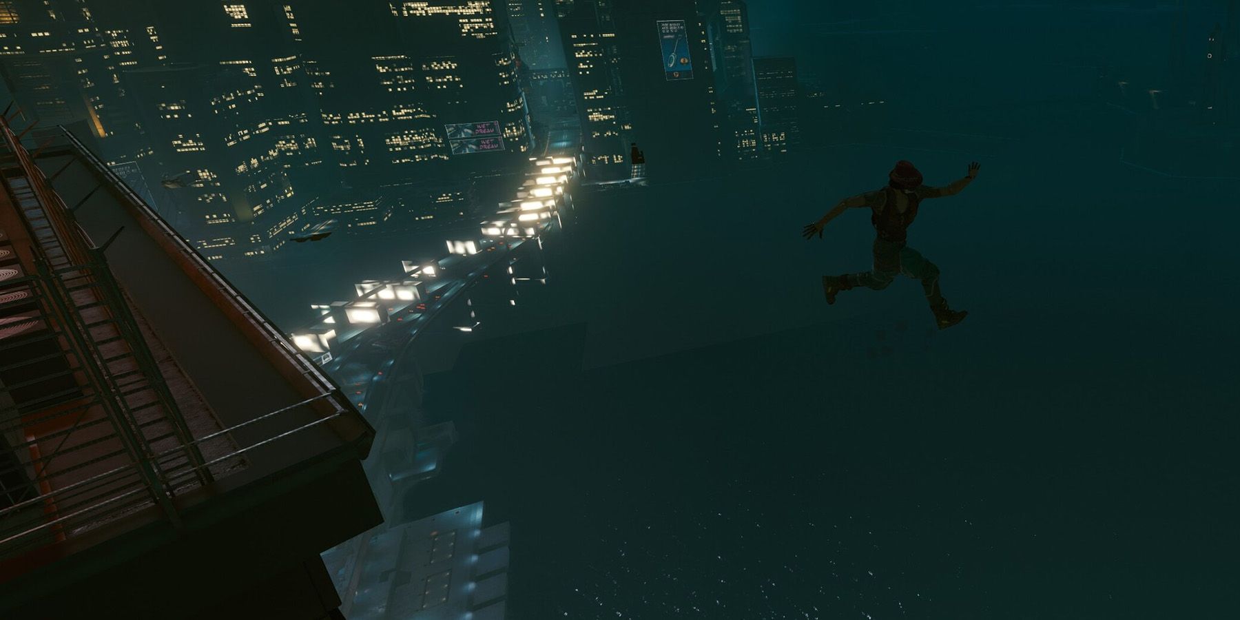 Cyberpunk 2077 - V Jumping Off An Entire Building