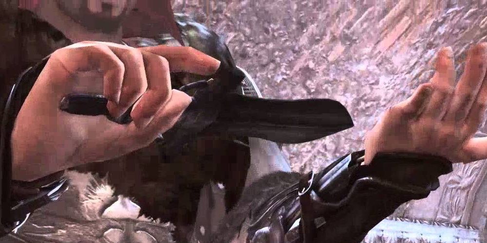 Ezio Pulling Out The Dagger Of Brutus
