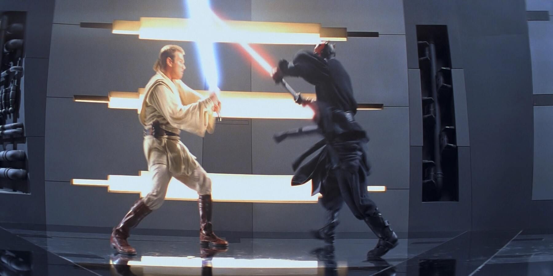 Darth Maul e Obi-Wan se enfrentam em A Ameaça Fantasma