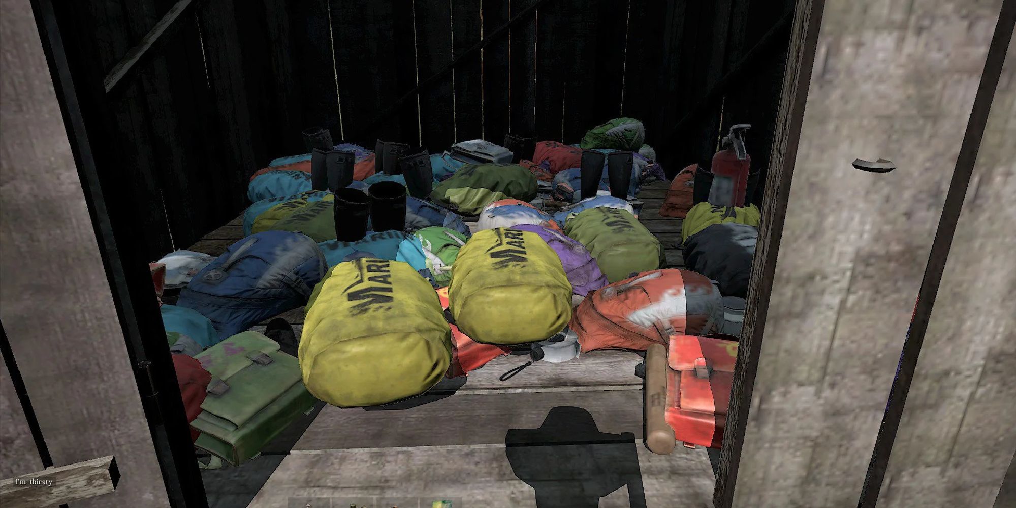 A shed full of the colourful Drybag Backpacks