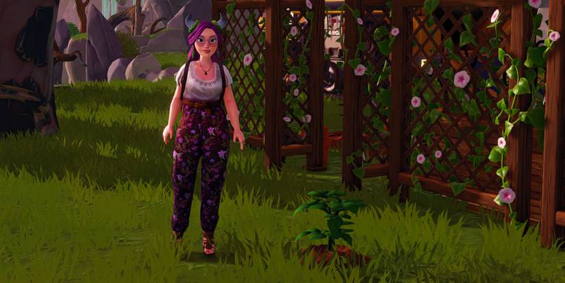 Basil plant growing in the Peaceful Meadow in Disney Dreamlight Valley.