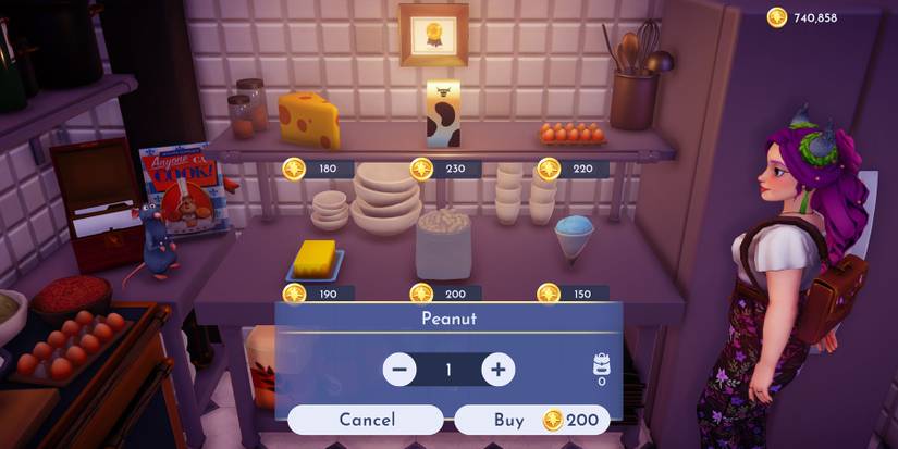 Peanuts for sale in Remy's Store in Disney Dreamlight Valley.