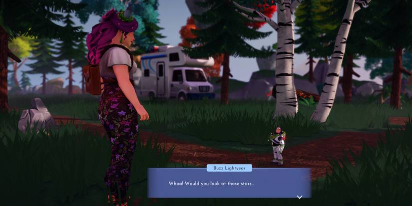 Speaking with Buzz Lightyear in Disney Dreamlight Valley.