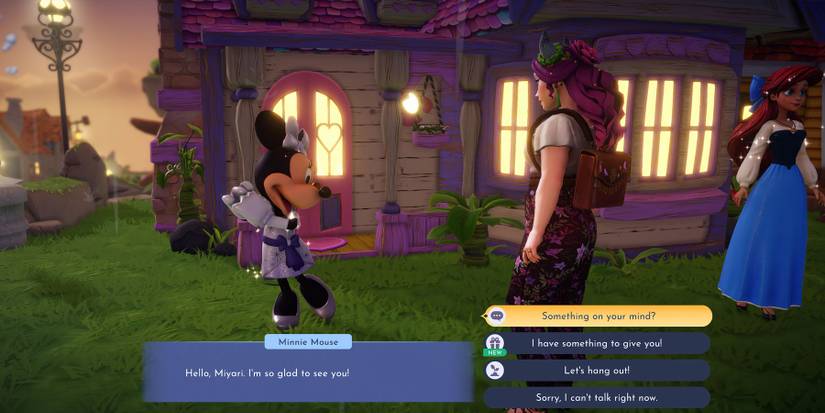 Daily conversation with Minnie Mouse in Disney Dreamlight Valley.