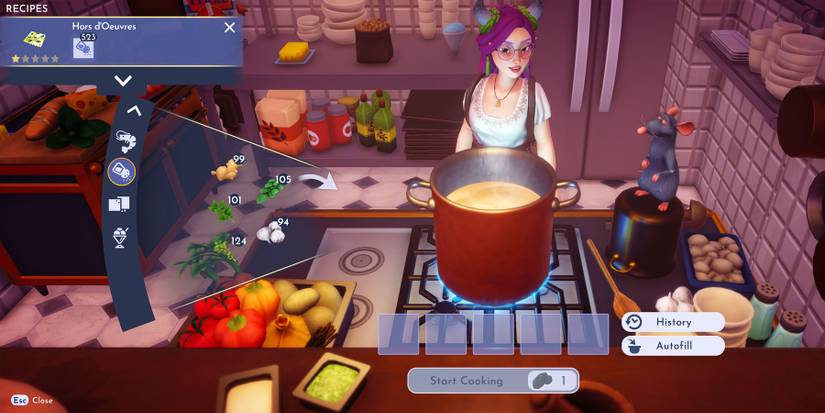 Cooking Hors d'Oeuvres in Disney Dreamlight Valley.