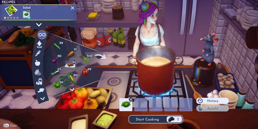 Cooking Salad in Disney Dreamlight Valley.