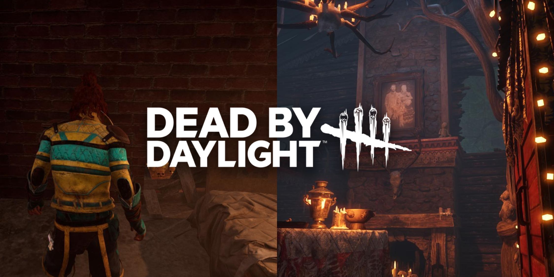 Dead by Daylight Logo on top of two images from the game
