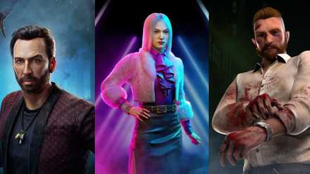 Three survivors Nicolas Cage, Yun-Jin Lee and David King from Dead by Daylight