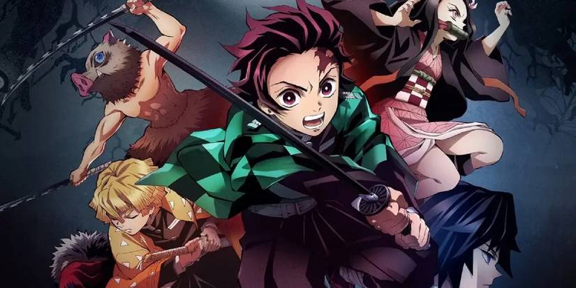 The cast of Demon Slayer in action-ready poses. 