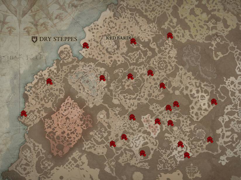 Diablo 4 Complete Dry Steppes Map All Dungeons Locations