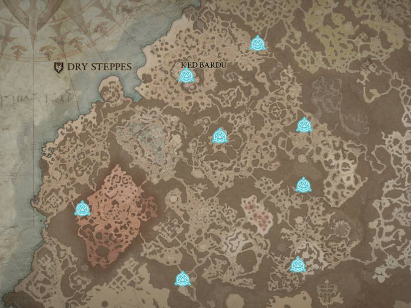 Diablo 4 Complete Dry Steppes Map All Waypoints Locations