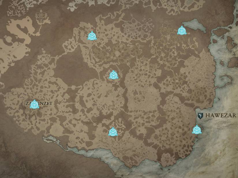 Diablo 4 Complete Hawezar Map All Waypoints Locations