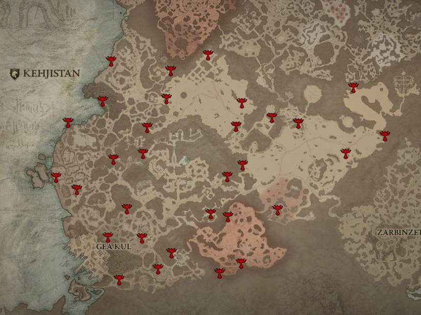 Diablo 4 Complete Kehjistan Map Altars of Lilith Locations