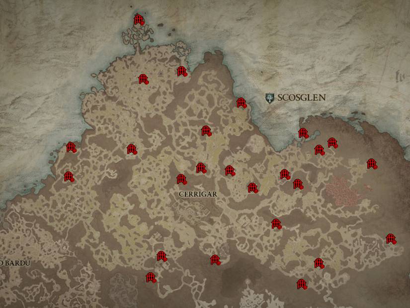 Diablo 4 Complete Scosglen Map All Dungeons Locations