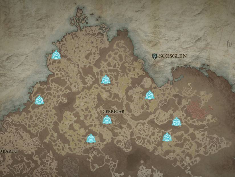 Diablo 4 Complete Scosglen Map All Waypoints Locations