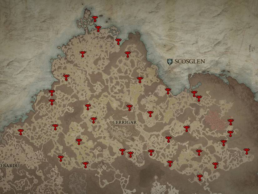 Diablo 4 Complete Scosglen Map Altars of Lilith Locations