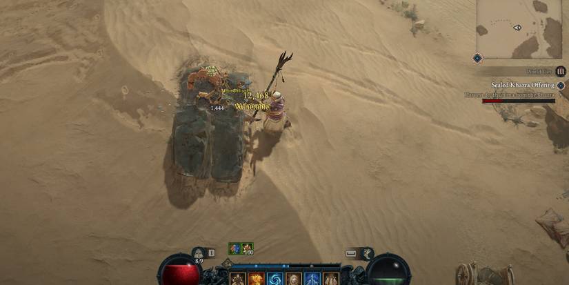 Diablo 4 Landslide skill versus a giant scorpion