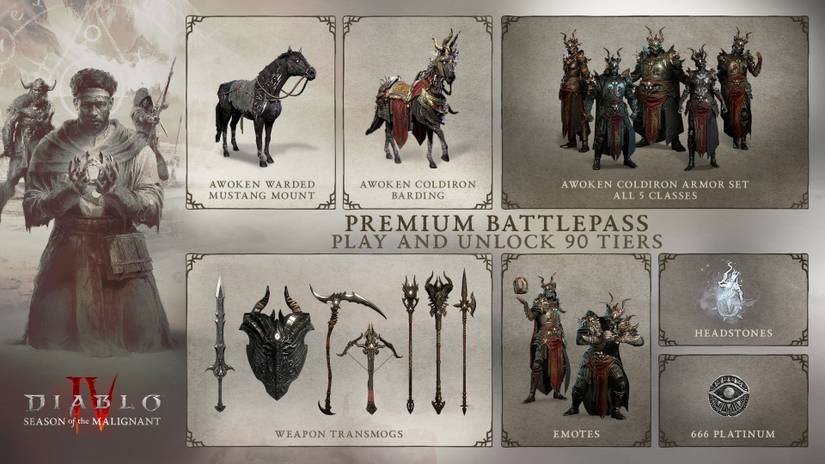 Diablo 4 Seasonal Pass Season 1 Premium Rewards