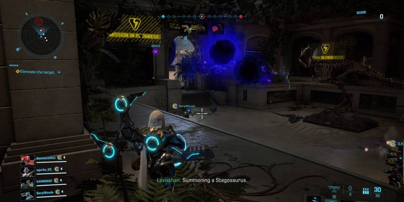 An in-game image of the Dinosaur Cull war game from Exoprimal