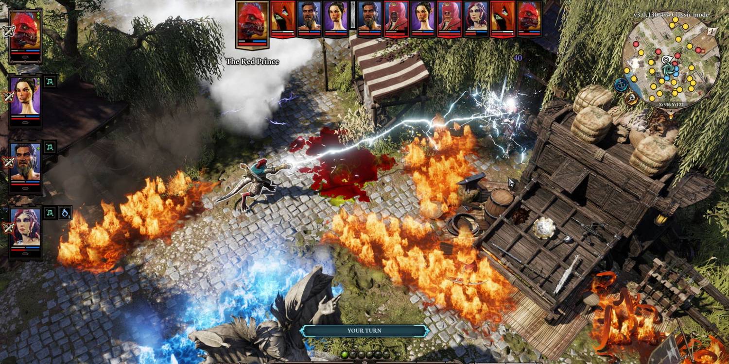 A player attacking an enemy with a spell in Divinity: Original Sin 2