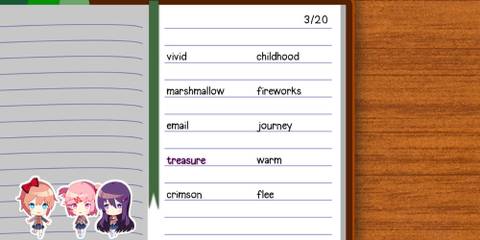 A book of words in Doki Doki Literature Club