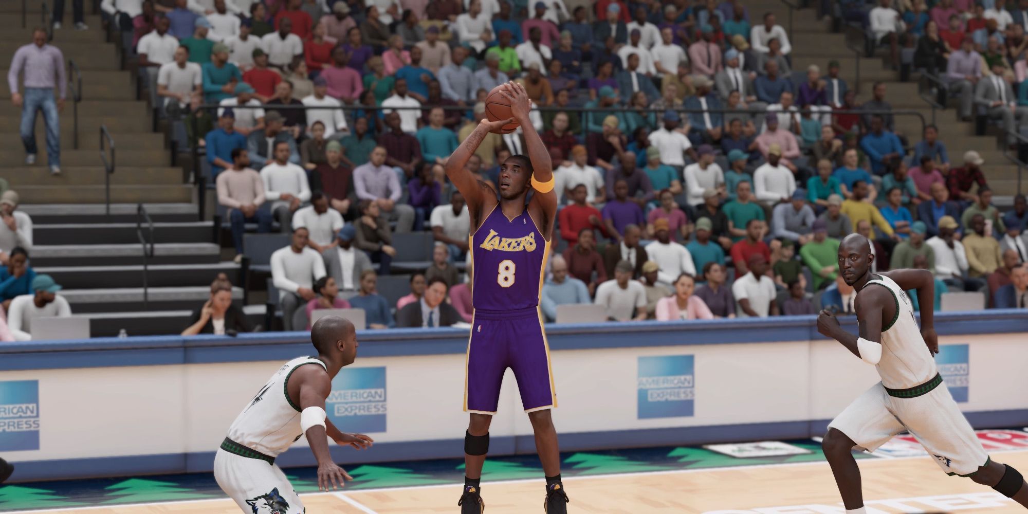 Kobe Bryant performing a jump shot in NBA 2K23