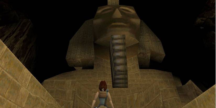 Lara Croft Looking At The Face Of A Sphinx