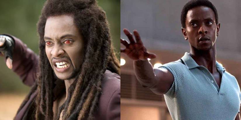 A split image features Edi Gathegi as Laurent in Twilight and as Darwin in X-Men: First Class
