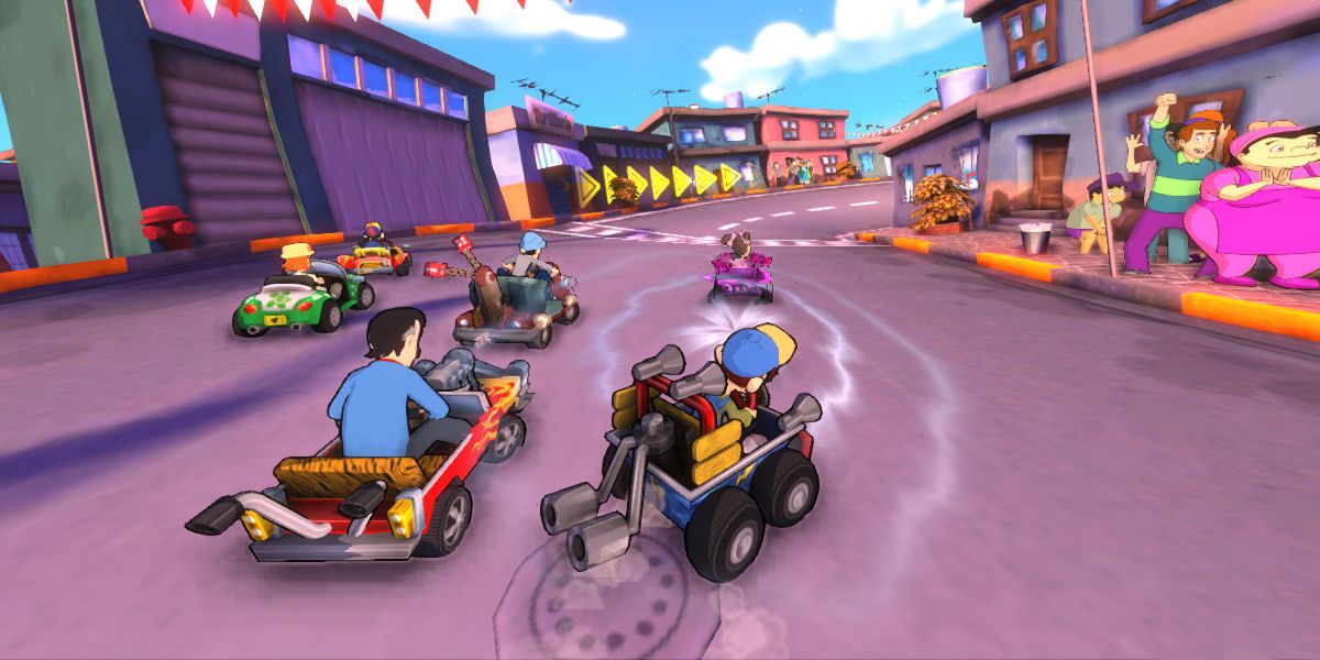El Chavo Kart Xbox 360 colorful kart racing gameplay in town