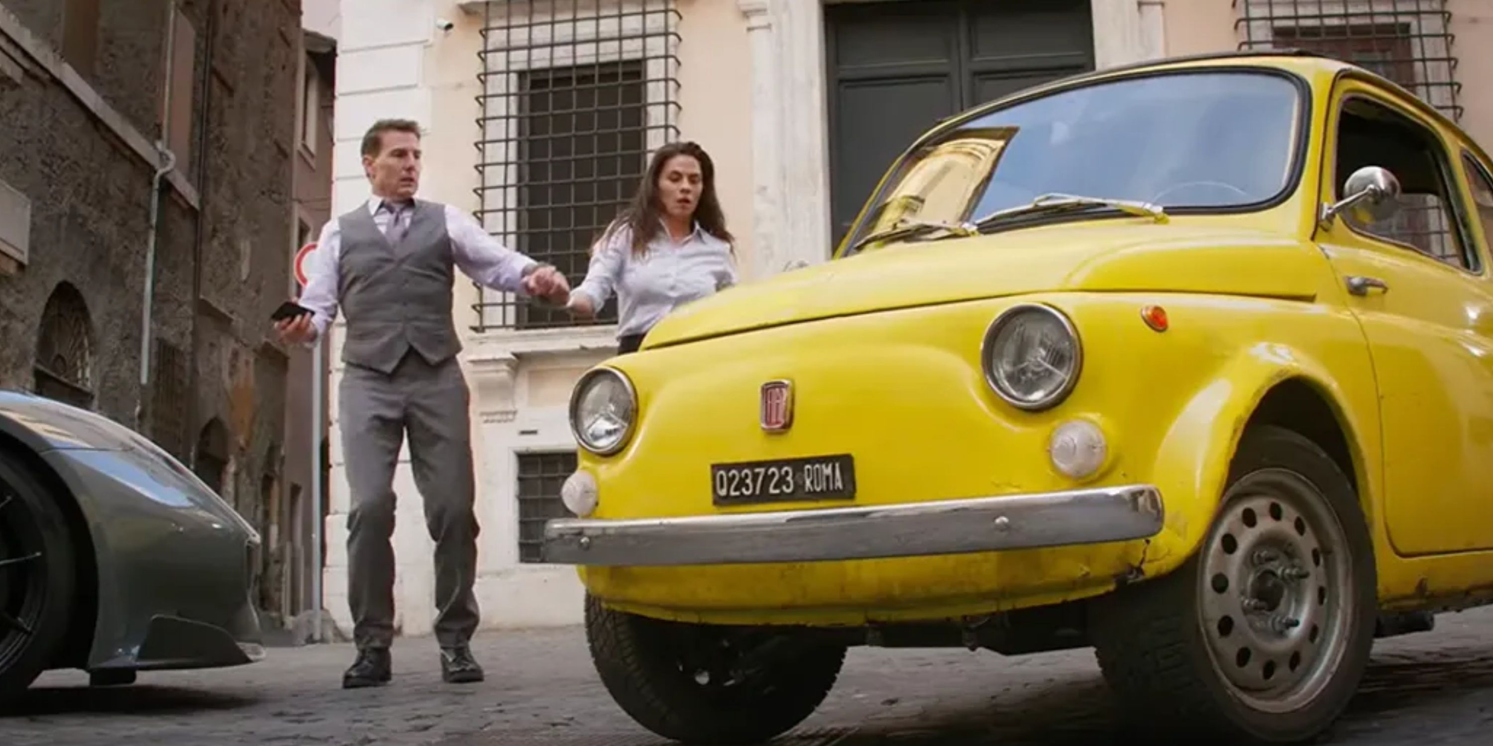 ethan hunt and grace drive a fiat 500