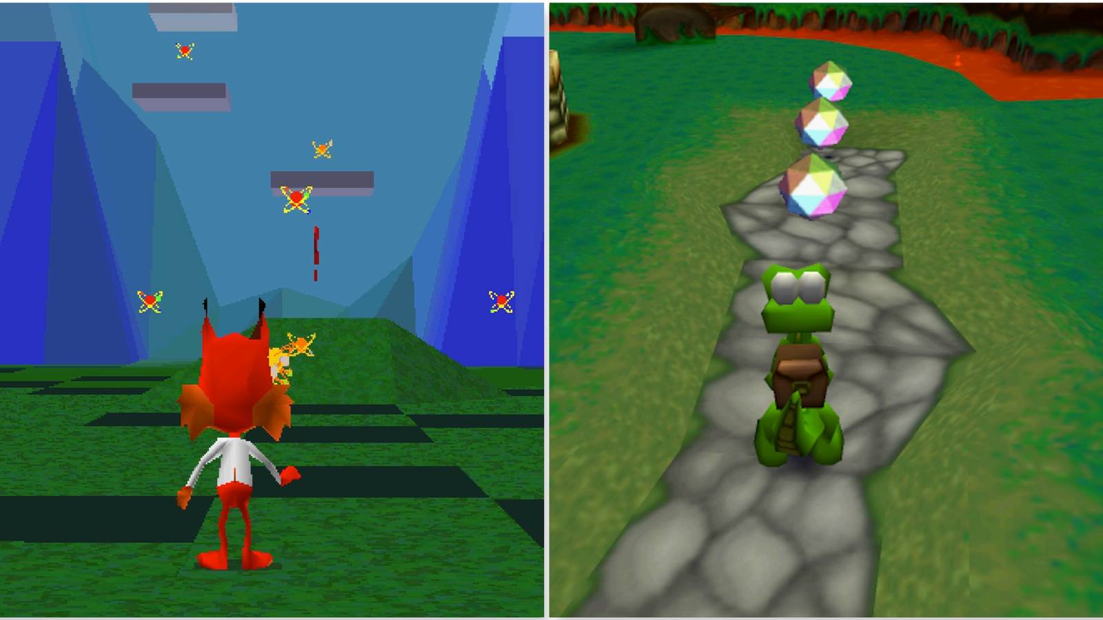 Exploring the world in Bubsy 3D and Croc Legend Of The Gobbos