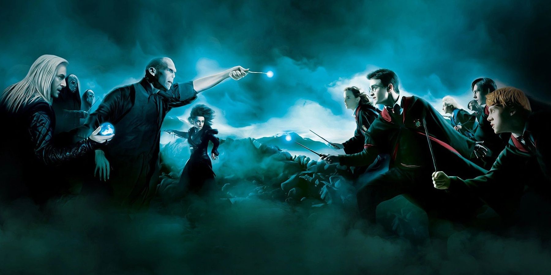Harry Potter Duel between Harry and his friends and Voldemort and his Death Eaters