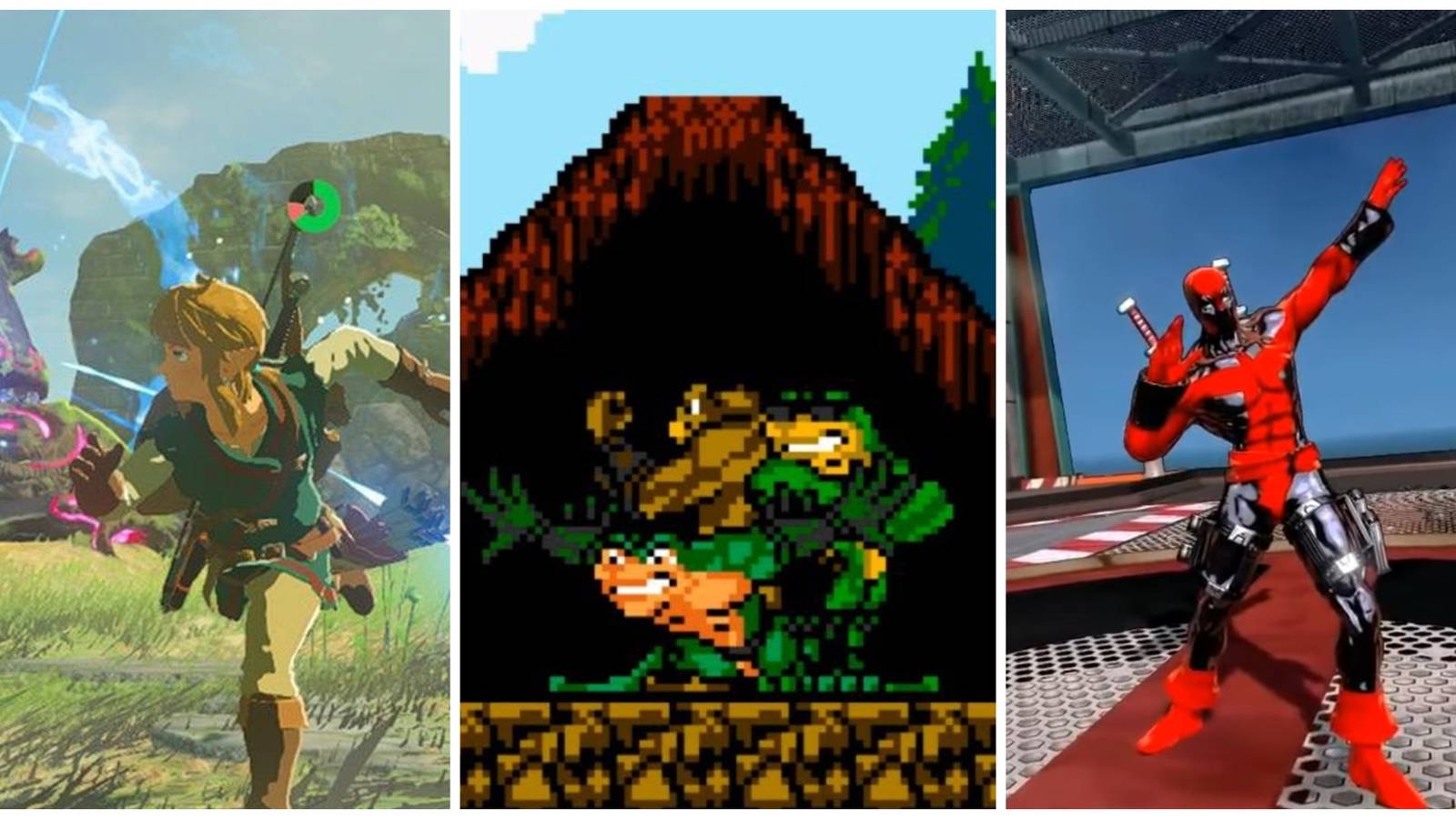 The Legend of Zelda: Breath of the Wild, Shovel Knight, and Spider-Man: Shattered Dimensions