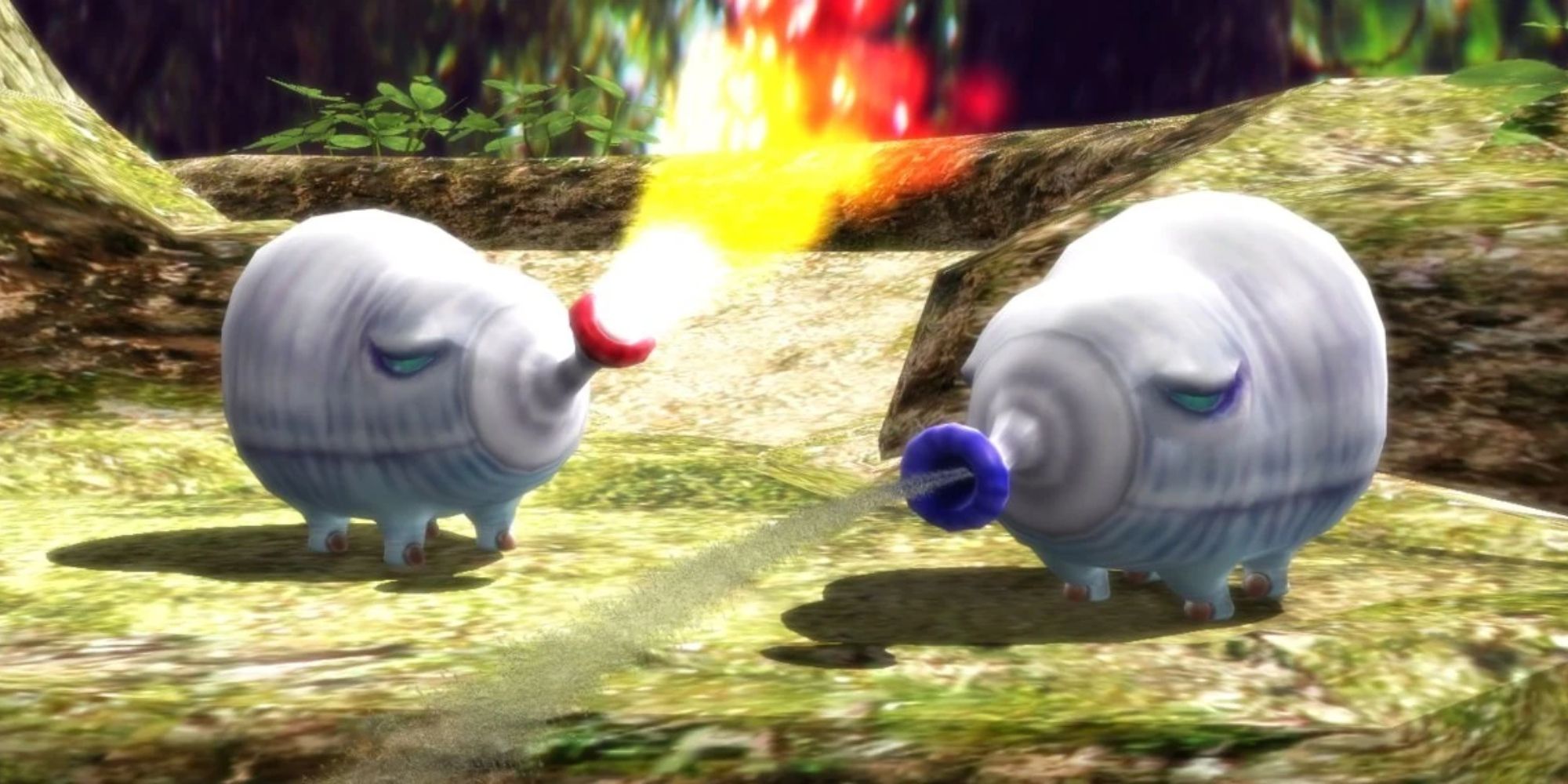 An image of a Fiery Blowhog from Pikmin, a round enemy with hog-like features.