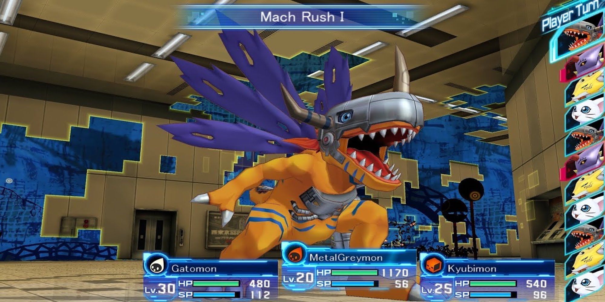 Fighting a battle in Digimon Story Cyber Sleuth