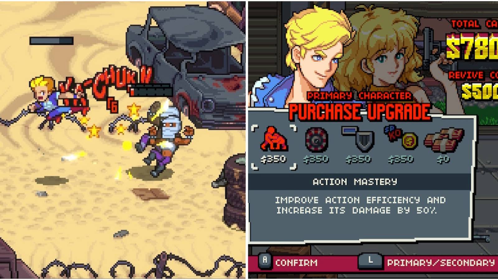 Fighting enemies and Action Mastery in Double Dragon Gaiden Rise of the Dragons