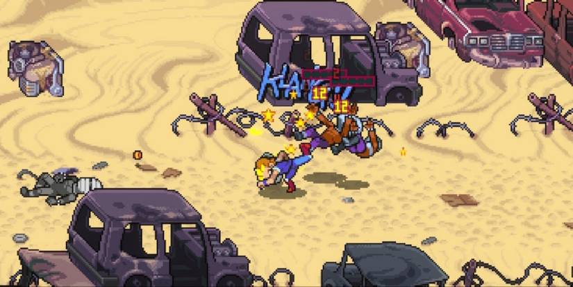 Fighting enemies in Double Dragon Gaiden Rise of the Dragons