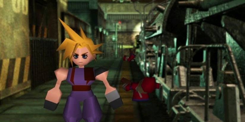 A screenshot from Final Fantasty 7, the original 1997 version. It shows the main protagonist Cloud Strife.