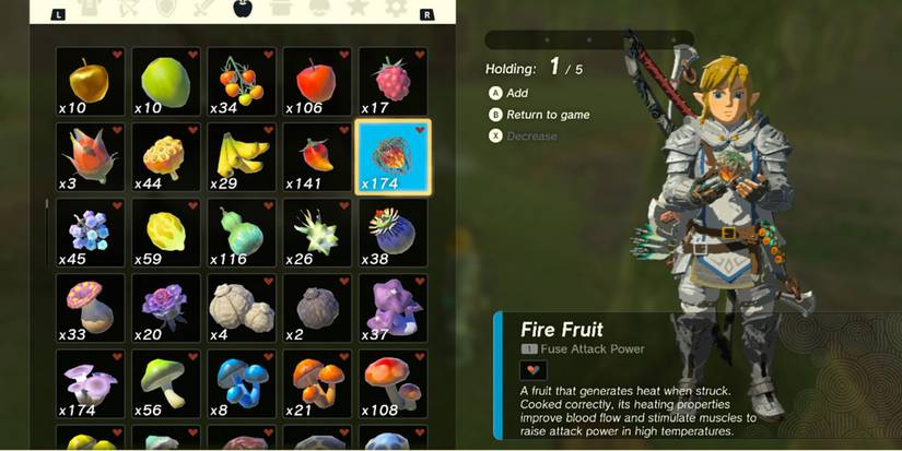 Link holding a Fire Fruit