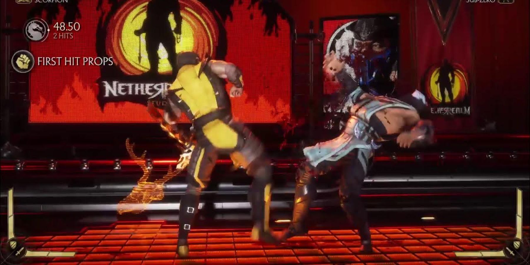 Scorpion getting the First Hit Bonus on Sub-Zero