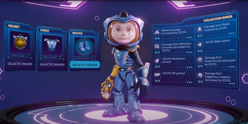 The Galactic Ranger armor set from Ratchet and Clank: Rift Apart