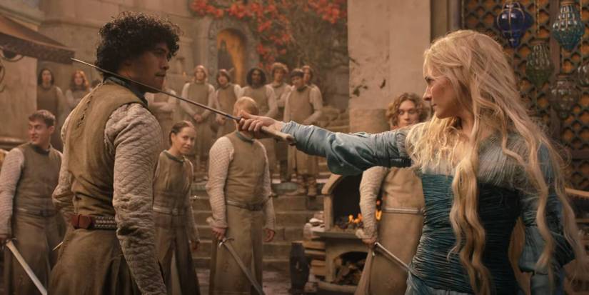 Galdriel Fights the Sea Guard in Rings of Power