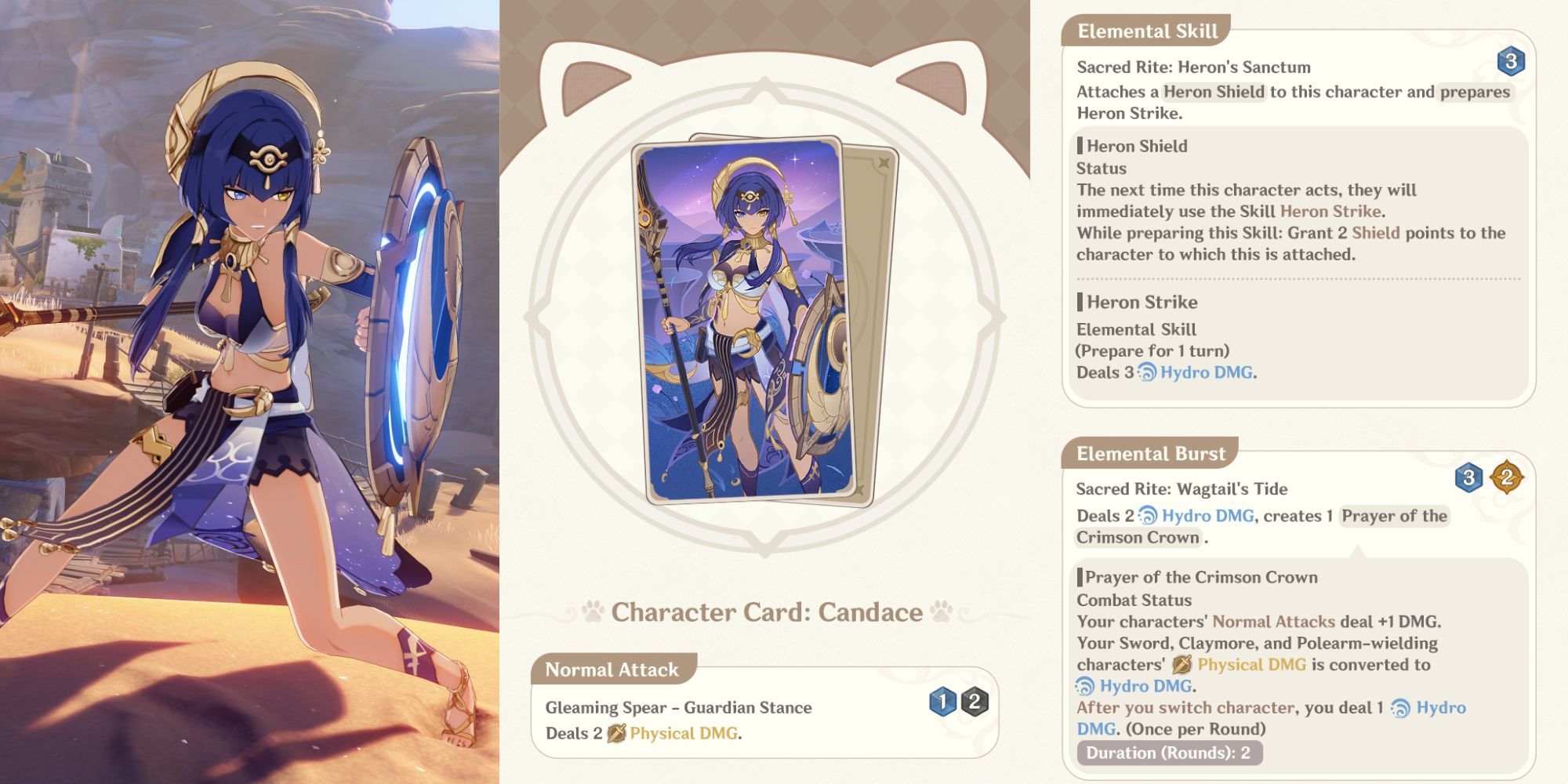 Genshin Impact Genius Invokation Candace Card Details