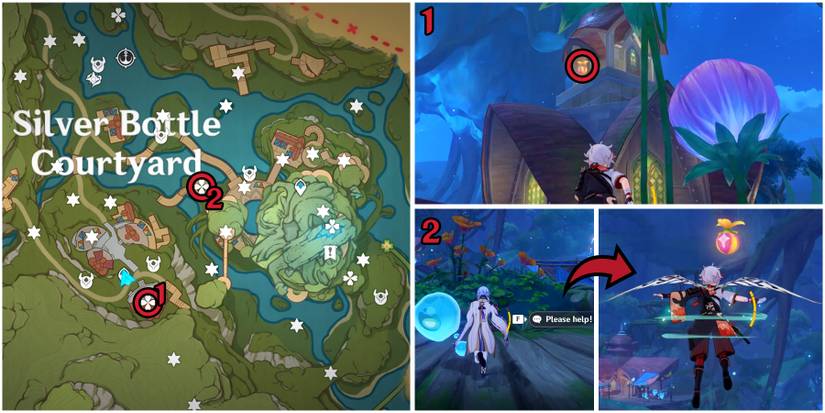 genshin impact silver bottle courtyard joyeux voucher location 4-5