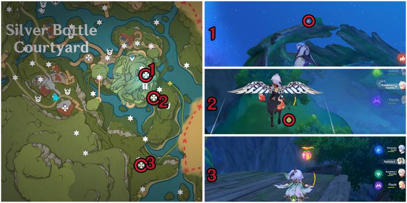 genshin impact silver bottle courtyard joyeux voucher location 7-8-9